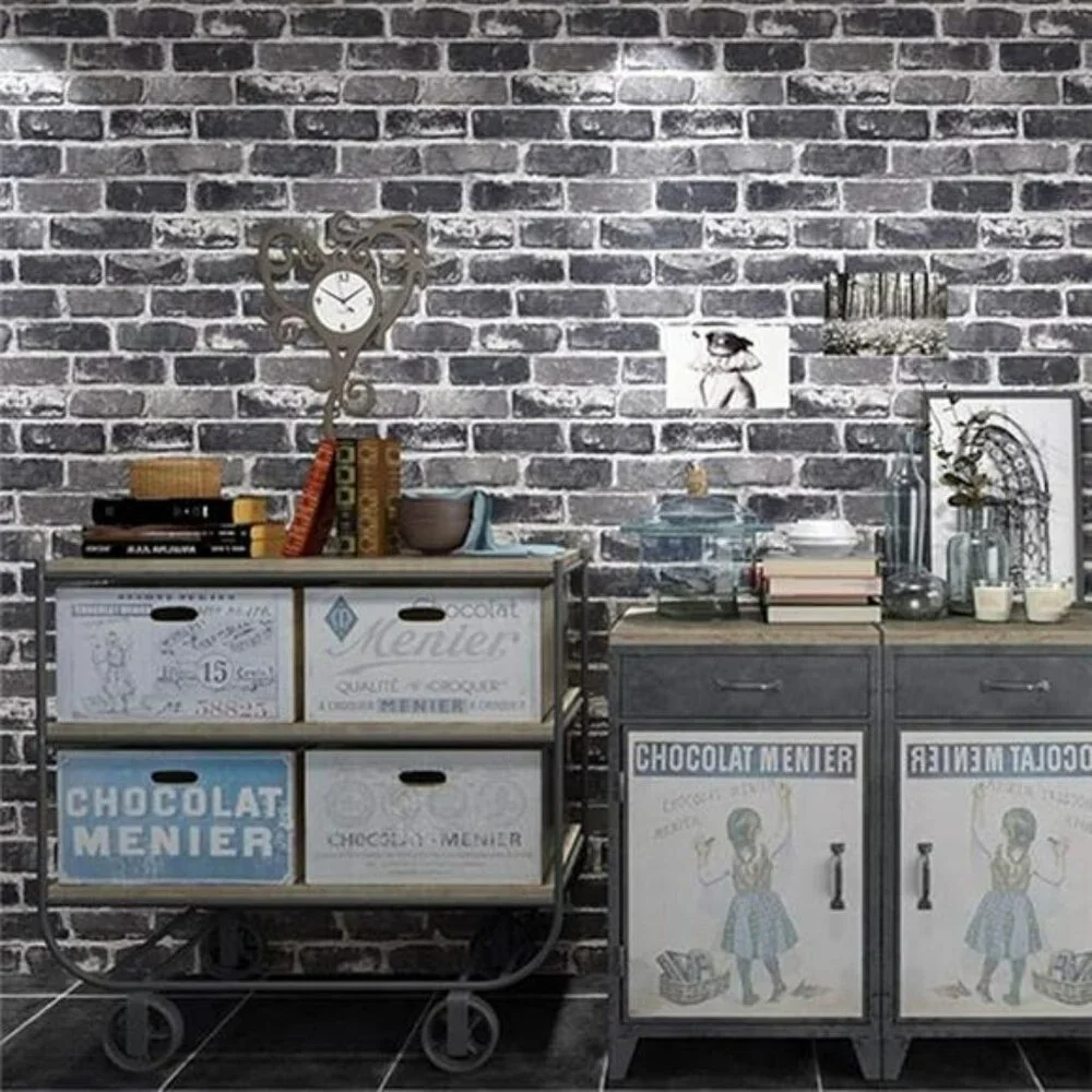 Grey Brick Peel and Stick Wallpaper Self Adhesive Vinyl Contact Paper Roll